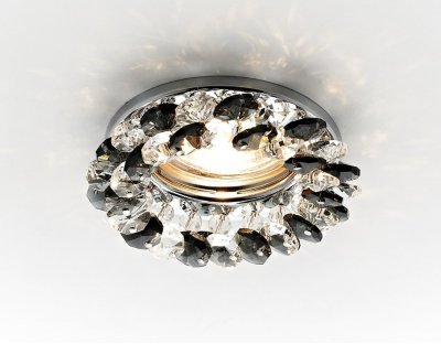 Светильник точечный Ambrella K206 BK/CH хром/черный хрусталь MR16 ORGANIC SPOT Светильник точечный Ambrella K206 BK/CH хром/черный хрусталь MR16 ORGANIC SPOT