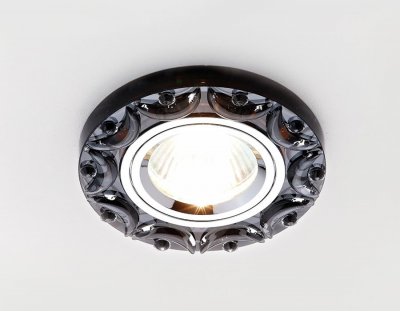 Светильник точечный Ambrella K217 BK тонированный/прозрачный хрусталь MR16 ORGANIC SPOT Светильник точечный Ambrella K217 BK тонированный/прозрачный хрусталь MR16 ORGANIC SPOT