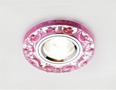 Светильник Ambrella K217 PI розовый/прозрачный хрусталь MR16 Светильник Ambrella K217 PI розовый/прозрачный хрусталь MR16