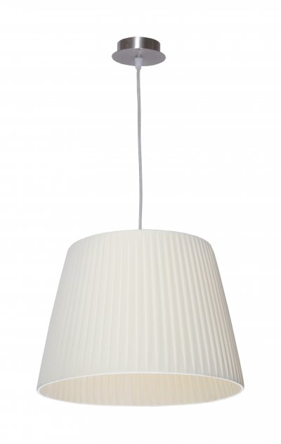 Подвесной светильник Katrin S1 01 04p, металл (никель/сатин)/ткань (кремов), ?35/Н25см, 1х Е27 max.6