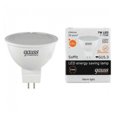 Лампа Gauss LED Elementary MR16 GU5.3 7W 2700K (LD13517) Лампа Gauss LED Elementary MR16 GU5.3 7W 2700K (LD13517)