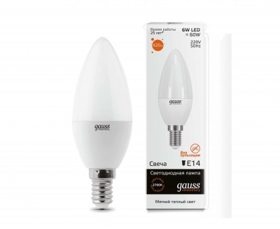 Лампа Gauss LED Elementary Candle 6W E14 2700K (LD33116)