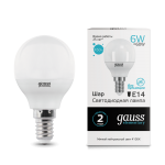 Лампа Gauss LED Elementary Globe 6W E14 4100K (LD53126)