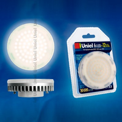 Лампа UNIEL LED-GX53-6W/WW/GX53 400Lm пластик