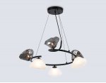Подвесная люстра Ambrella LH15003/6 BK/FR/SM черный/белый матовый/дымчатый G9*6 max 40W D630*1150