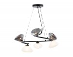 Подвесная люстра Ambrella LH15003/6 BK/FR/SM черный/белый матовый/дымчатый G9*6 max 40W D630*1150