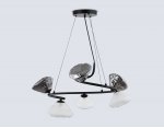 Подвесная люстра Ambrella LH15003/6 BK/FR/SM черный/белый матовый/дымчатый G9*6 max 40W D630*1150