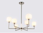 Люстра на штанге с мрамором Ambrella LH53001/6 SN/FR сатин никель/белый матовый G9*6 max 40W D690*680