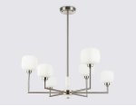 Люстра на штанге с мрамором Ambrella LH53001/6 SN/FR сатин никель/белый матовый G9*6 max 40W D690*680