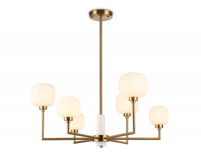 Люстра на штанге с мрамором Ambrella LH53015/6 BS/FR латунь/белый матовый G9*6 max 40W D690*680