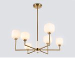 Люстра на штанге с мрамором Ambrella LH53015/6 BS/FR латунь/белый матовый G9*6 max 40W D690*680