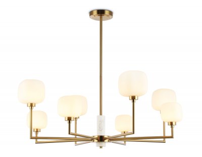 Люстра на штанге с мрамором Ambrella LH53017/8 BS/FR латунь/белый матовый G9*8 max 40W D830*680