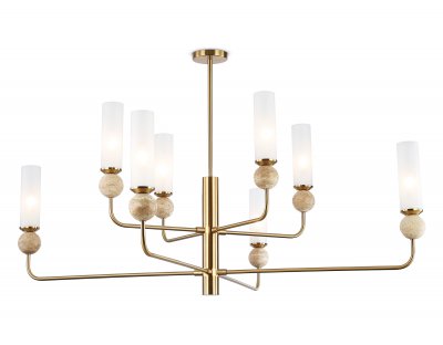 Люстра на штанге с мрамором Ambrella LH53252/8 BS/FR латунь/белый матовый E14*8 max 40W D1260*1445