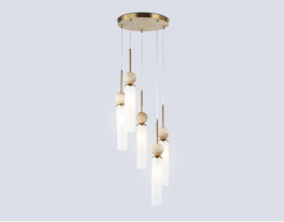 LH53259/5 BS/FR латунь/белый матовый E14*5 max 40W D330*1200