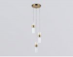 Подвесной светильник Ambrella LH55112/3 BS/FR/TI латунь/белый матовый/янтарь E14*3 max 40W D220*1200