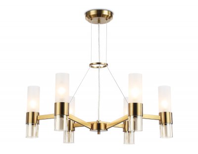 Подвесные люстры Ambrella LH55114/6 BS/FR/TI латунь/белый матовый/янтарь E14*6 max 40W D650*1080 Подвесные люстры Ambrella LH55114/6 BS/FR/TI латунь/белый матовый/янтарь E14*6 max 40W D650*1080