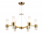 Подвесные люстры Ambrella LH55114/6 BS/FR/TI латунь/белый матовый/янтарь E14*6 max 40W D650*1080