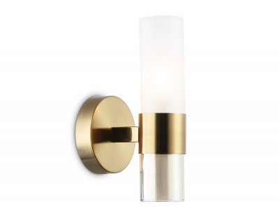 Настенный светильник Ambrella LH55116 BS/FR/TI латунь/белый матовый/янтарь E14 max 40W 130*100*225 Настенный светильник Ambrella LH55116 BS/FR/TI латунь/белый матовый/янтарь E14 max 40W 130*100*225