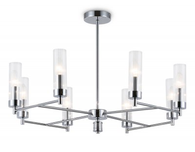 Люстра со стеклянными плафонами на штанге Ambrella LH55152/8 CH/CL хром/прозрачный E14/8 max 40W D765*520