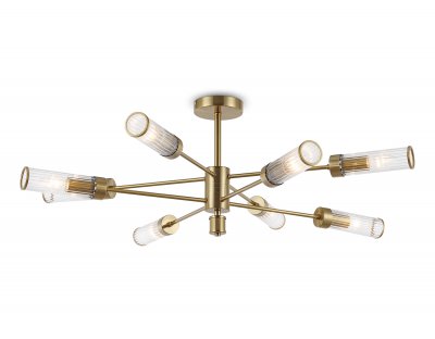 Люстра со стеклянными плафонами на штанге Ambrella LH55162/8 BS/CL латунь/прозрачный E14/8 max 40W D930*330