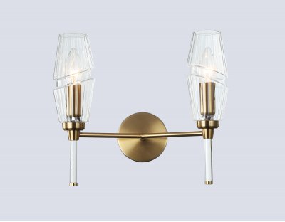 LH55206/2 BS/CL латунь/прозрачный E14*2 max 40W 330*170*280 LH55206/2 BS/CL латунь/прозрачный E14*2 max 40W 330*170*280