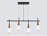 Подвесной светильник Ambrella LH55254/4 BK/BS/CL черный/латунь/прозрачный E14*4 max 40W 845*65*1150