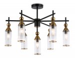 Люстра на штанге Ambrella LH55257/7 BK/BS/CL черный/латунь/прозрачный E14*7 max 40W D640*520