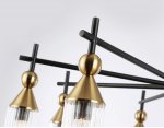 Люстра на штанге Ambrella LH55258/9 BK/BS/CL черный/латунь/прозрачный E14*9 max 40W D770*530