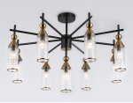 Люстра на штанге Ambrella LH55258/9 BK/BS/CL черный/латунь/прозрачный E14*9 max 40W D770*530