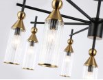 Люстра на штанге Ambrella LH55258/9 BK/BS/CL черный/латунь/прозрачный E14*9 max 40W D770*530