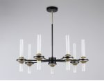 Люстра со стеклянными плафонами на штанге Ambrella LH55353/14 BK/CGD/CL черный/золото/прозрачный G9/14 max 30W D750*690