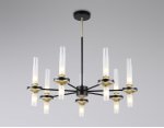 Люстра со стеклянными плафонами на штанге Ambrella LH55353/14 BK/CGD/CL черный/золото/прозрачный G9/14 max 30W D750*690