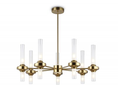 Люстра со стеклянными плафонами на штанге Ambrella LH55360/14 BS/CL латунь/прозрачный G9/14 max 30W D750*690