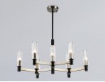 Люстра на штанге Ambrella LH55503/9 SN/BK/CL сатин никель/черный/прозрачный E14*9 max 40W D760*760