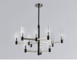 Люстра на штанге Ambrella LH55505/12 SN/BK/CL сатин никель/черный/прозрачный E14*12 max 40W D860*905