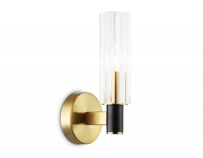 Настенный светильник Ambrella LH55517 BK/BS/CL черный/латунь/прозрачный E14 max 40W 120*100*250