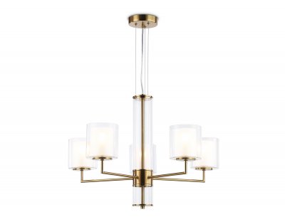 Подвесная люстра Ambrella LH56011/5 BS/FR латунь/белый матовый E14*5 max 40W D640*1260 Подвесная люстра Ambrella LH56011/5 BS/FR латунь/белый матовый E14*5 max 40W D640*1260