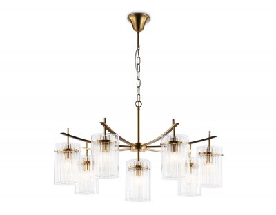 Подвесная люстра Ambrella LH56033/7+1 BS/CL латунь/прозрачный E14*8 max 40W D790*1200 Подвесная люстра Ambrella LH56033/7+1 BS/CL латунь/прозрачный E14*8 max 40W D790*1200