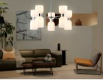 Люстра на штанге Ambrella LH56083/10 СH/FR хром/белый матовый E14*10 max 40W D700*510