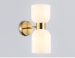 Настенный светильник Ambrella LH56097/2 BS/FR латунь/белый матовый E14*2 max 40W 215*120*300