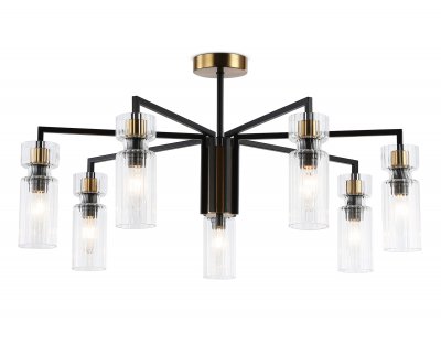 Люстра на штанге Ambrella LH56115/7 BK/BS/CL черный/латунь/прозрачный E14*7 max 40W D705*350