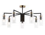 Люстра на штанге Ambrella LH56115/7 BK/BS/CL черный/латунь/прозрачный E14*7 max 40W D705*350