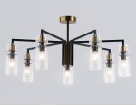 Люстра на штанге Ambrella LH56115/7 BK/BS/CL черный/латунь/прозрачный E14*7 max 40W D705*350
