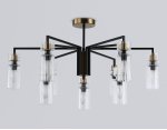 Люстра на штанге Ambrella LH56117/9 BK/BS/CL черный/латунь/прозрачный E14*9 max 40W D765*440