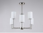 Люстра со стеклянными плафонами на штанге Ambrella LH56211/6 SN/FR никель/белый матовый E27/6 max 60W D600*600