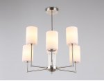 Люстра со стеклянными плафонами на штанге Ambrella LH56211/6 SN/FR никель/белый матовый E27/6 max 60W D600*600