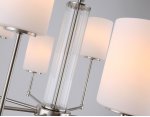 Люстра со стеклянными плафонами на штанге Ambrella LH56213/8 SN/FR никель/белый матовый E27/8 max 60W D700*600