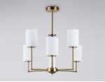 Люстра со стеклянными плафонами на штанге Ambrella LH56215/6 BS/FR латунь/белый матовый E27/6 max 60W D600*600