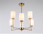 Люстра со стеклянными плафонами на штанге Ambrella LH56215/6 BS/FR латунь/белый матовый E27/6 max 60W D600*600
