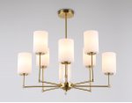 Люстра со стеклянными плафонами на штанге Ambrella LH56217/8 BS/FR латунь/белый матовый E27/8 max 60W D700*600
